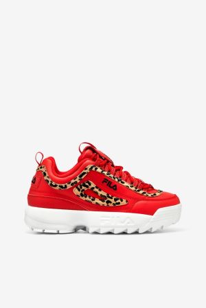 FILA Disruptor 2 Leopard Sneakers Red / Black / White,Womens Shoes | CA.JRFWEK173